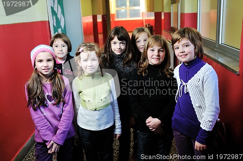 Image of happy children group in school