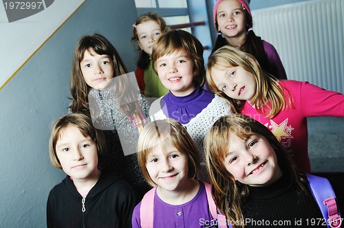 Image of happy children group in school