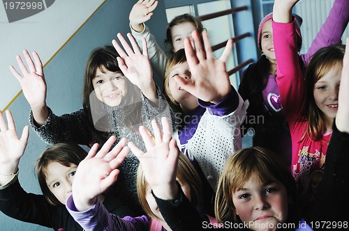 Image of happy children group in school