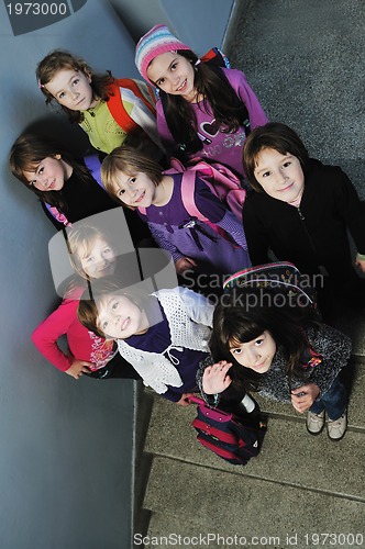 Image of happy children group in school