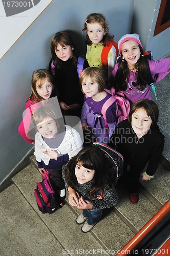 Image of happy children group in school