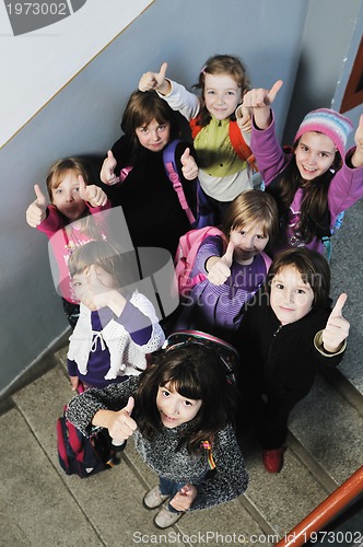 Image of happy children group in school
