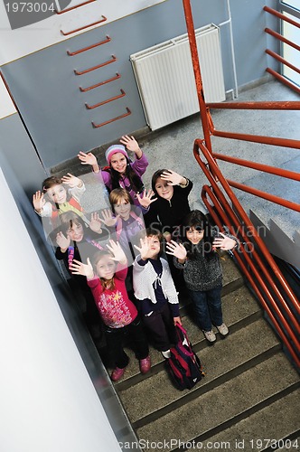 Image of happy children group in school