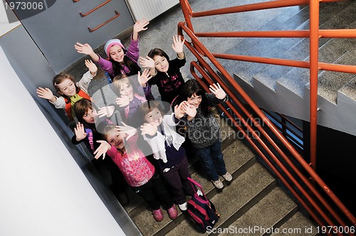 Image of happy children group in school