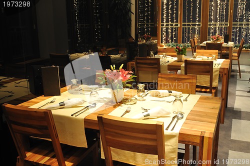 Image of luxury modern indoor restaurant 