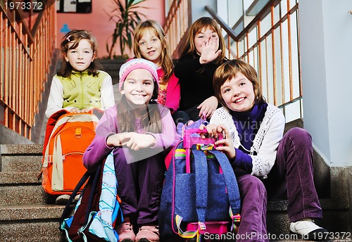 Image of happy children group in school