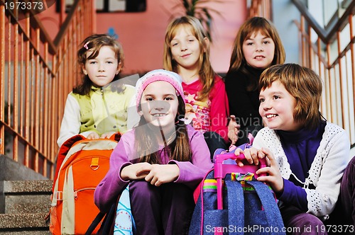 Image of happy children group in school