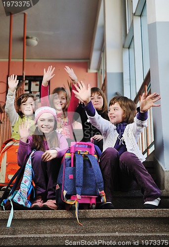 Image of happy children group in school
