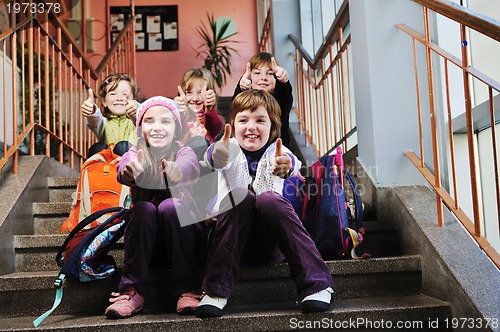 Image of happy children group in school