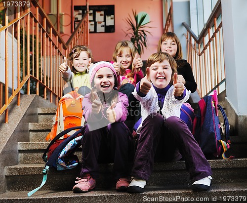 Image of happy children group in school