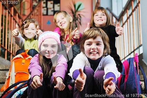 Image of happy children group in school