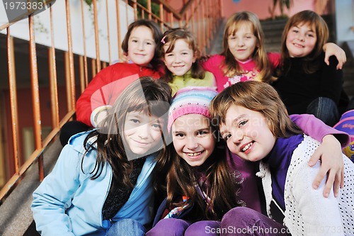 Image of happy children group in school