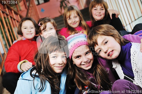 Image of happy children group in school