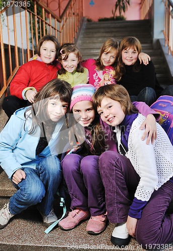 Image of happy children group in school