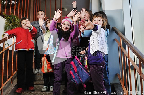 Image of happy children group in school