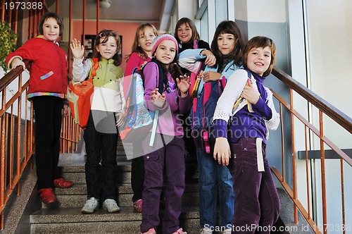 Image of happy children group in school