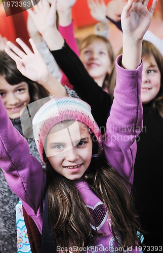 Image of happy children group in school