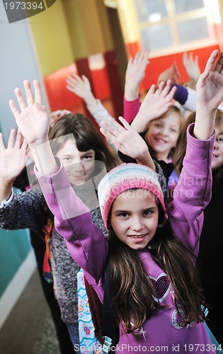 Image of happy children group in school
