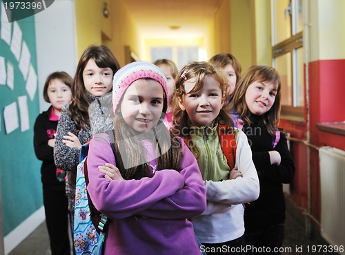 Image of happy children group in school
