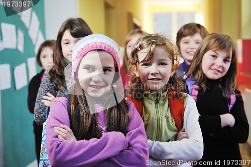 Image of happy children group in school