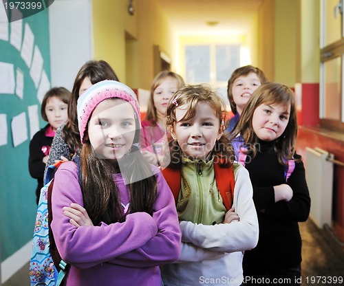 Image of happy children group in school