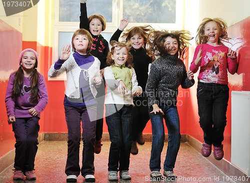 Image of happy children group in school