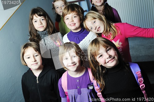 Image of happy children group in school