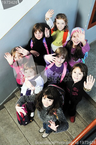 Image of happy children group in school