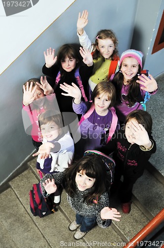 Image of happy children group in school