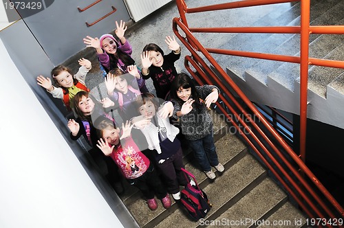 Image of happy children group in school