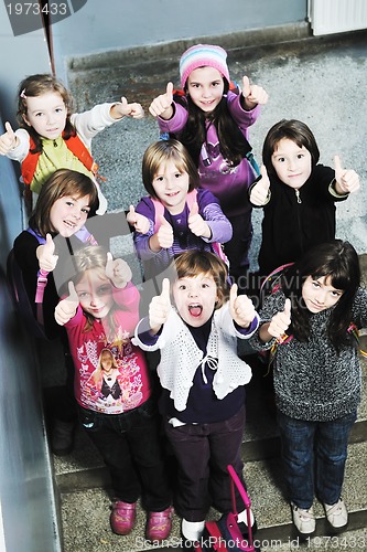 Image of happy children group in school