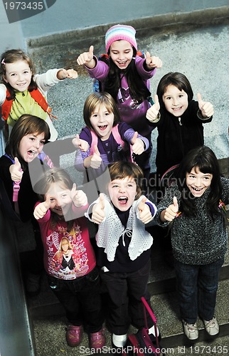 Image of happy children group in school