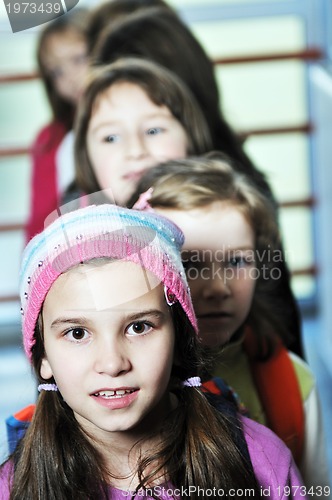 Image of happy children group in school