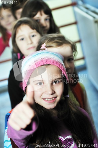 Image of happy children group in school