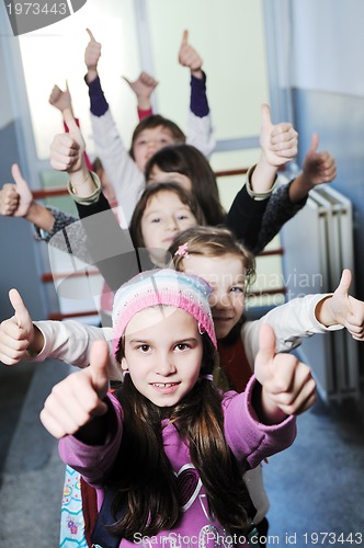 Image of happy children group in school