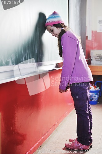 Image of happy young school girl portrait