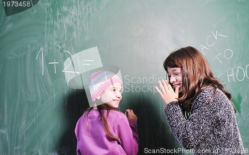 Image of happy young school girl portrait