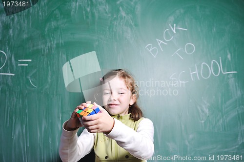 Image of happy young school girl portrait