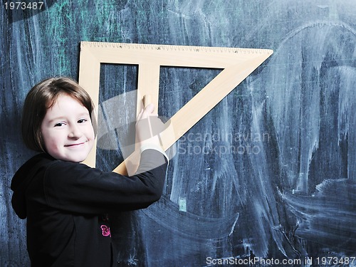 Image of happy young school girl portrait