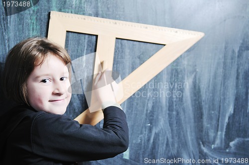 Image of happy young school girl portrait