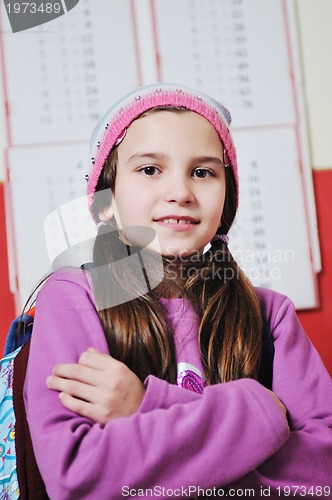 Image of happy young school girl portrait