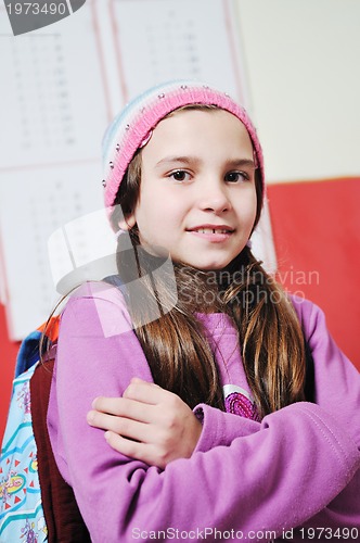 Image of happy young school girl portrait