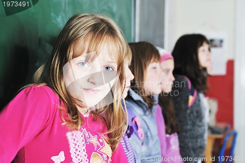 Image of happy children group in school