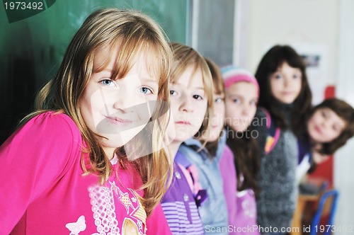 Image of happy children group in school