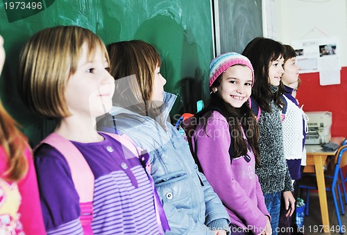 Image of happy children group in school