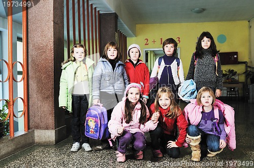 Image of happy children group in school