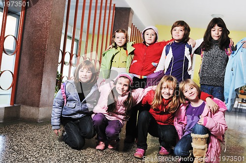 Image of happy children group in school