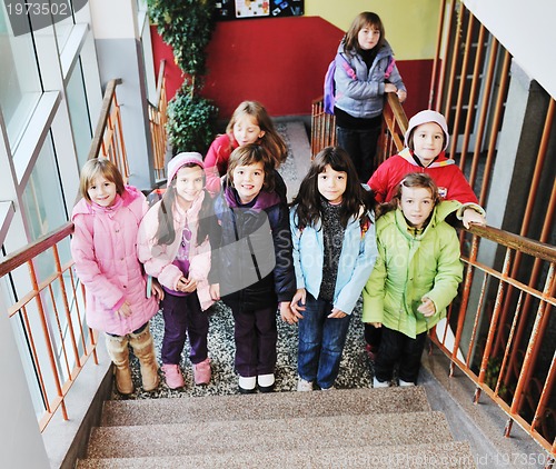 Image of happy children group in school