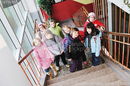 Image of happy children group in school