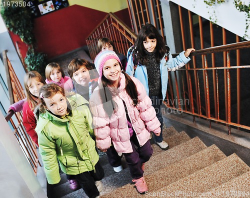 Image of happy children group in school